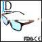 2016 Ice Blue Mirror Lenses Sunglasses Square Fashion Wooden Sunglasses Polarized
