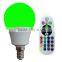 Factory direct sale IR remote RGBW bulbs with 3w rgb and 16 color bulbs