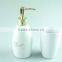 Ceramic bathroom vanity set 2 /lotion dispenser & tumbler, gold dispenser