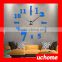 UCHOME Modern DIY Number Wall Clock 3D Mirror Surface Sticker Home Room Decor Art Silver