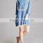 womens clothing oem dolman sleeves button front summer dress Denim Crochet Fringe Dress