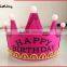 2015 pink happy birthday headwear pageant crowns hair accessory with light