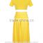 Wholesale 2016 New Fashion Ladies women Dress Elegant Two Pieces Female Dress Summer Women Crop Tops Blouse Pleated yellow Long