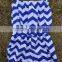 2015 baby girls 4th of July blue chevron cotton romper with matching necklace and bow set