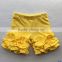 Wholesale baby yellow icing ruffled shorts wholesale girl summer clothes solid color cotton children shorts