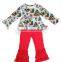 2017 Yawoo New Patterns Dress Match Ruffle Pants Christmas Set Girls Boutique Outfits