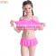 Cute Two Piece Hollow Swim Skirt Girls Ruffles Swimsuit