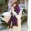 Plain cheap simulation Rabbit hair fur ball pom pom knitted scarf