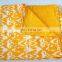 Yellow Ikat Queen kantha Quilt ikat,Indian Sari Queen bedding blanket