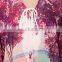 New printing design silk lady kaftan dress