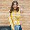 2017 Latest Design 100% Cotton Beautiful Mixedcolor Plaid t Shirt Blouse for Young Women