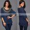 2016 Embellished new western latest fashion design chiffon lady blouse