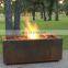Rustic garden rectangular corten steel fire pit
