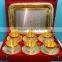 Silver Plated Engraved Brass Tae Coffee Cup And Plates Set of Six With Serving Tray