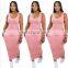 Hot Selling Solid Color Cami Summer Maxi Plus Size Long Dresses Women