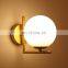 Modern Bathroom Sconces Fixture Simple Decoration Chrome White Glass Corridor Ball Wall Light