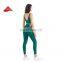High Quality Deep V Back Bra Match Crotchless Leggings 2pcs Yoga Suit Set Women Gym Sports Gym Tracksuit