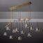Gold linear luxury crystal glass modern chandelier for dining room area living table pendant lights
