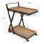 Iron home decoration trolley spare items storage Balcony living room garden potted two-layer wheeled wood storage