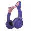 Adorable Cool Christmas Gifts earphones for Women Girls kids LED Glowing Fordable Cat Ear Headphones