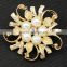 Fashion Jewelry Lapel Flower Pearl Crystal Brooches For Lady