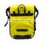 Yellow waterproof bicycle bag for travelling