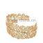 Filigree Leaf Golden Cuff Bangle Fashion GYPSY Boho Engraved Wide Bangle Bracelet