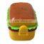 Hot Sale Two Hole Creative Cute Fashion Hamburger Shaped Plastic Pencil Sharpener With 2 Erasers Novelty Children Study Tools