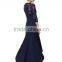 Woman new fashion design long prom dress europe style, 3/4 lace sleeve and high-low hemline see-through free prom dresses                        
                                                Quality Choice