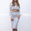 Sweater Skirt Suit Women Knitted Crop Sweater Pullover+Sweater Skirt