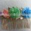 Mint Rose Hair Comb Floral Pearls Bridal Hair Comb Wedding Flower Hair Piece Metal Comb Seafoam Light Aqua FHCOC3001
