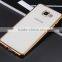 Electroplated Gold edge borders Chrome Soft TPU Phone Case for Samsung A5100 A7100 Transparent Clear Cover