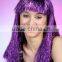 Colorful long red tinsel cheap party wig, football fans wig, soccer wigs