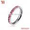 Eternity Wedding 4MM Band Ring 316L Stainless Steel Pink Cubic Zirconia stone rings