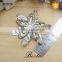 Pretty hexagon shape rhinestone silver leather flower for chlidren shoes