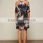 Adorable Off Shoulder Dress For Ladies Night Out Polyester Spandex Blend Black Floral Cold Shoulder Dress