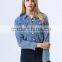 New Fashion Clothing Manufacturer Long Sleeve Blue Denim Jacket For Lady