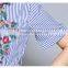 Maxnegio summer striped hand embroidered dress for office lady