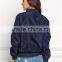 MGOO 2017 New Style Fashion Small Zip UP Bomber Jackets Women Custom Pockets Long Sleeves Coat With Padded