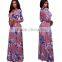 Ebay Hot Selling Cheap Women Contrast Color Chiffon Long Maxi Dress