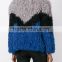 YR1030 New Style Ladies' Real Curly kalgan Lamb Fur Jacket Patchwork Contrast Color Fur Coat