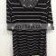Bud silk joining together lady's T-shirt sleeve in black and white stripes