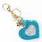 heart shape rhinestone leather keychain for bagpack