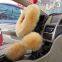 Premium Fluffy Genuine Sheepskin Fur Car Steering Wheel Cover