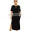 Wholesales Best Seller Women Solid Color Casual Long Dresses Ladies Split O-Neck Dresses Women Summer Dresses