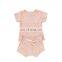 Plain Dyed Boutique Organic Cotton Knitted Ribbed Baby Pajamas Set Wholesale