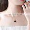 Trendy Girl Jewelry Rose Gold Choker 925 Sterling Silver Black Zircon Brand Jewelry Four Leaf 4 Clover Necklace