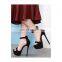 Ladies sexy rivet ankle strap black platform stiletto high heeled back zip sandals heels shoes