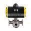 COVNA DN40 1.5 inch 3 Way L Port Tri Clamp Connection SS316 Single Acting Pneumatic Actuator Sanitary Ball Valve