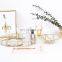 Nordic Gold Retro Glass Mirror Brass Polygon Decorative Tray Desktop Cosmetics Serving Tray For Home Decor